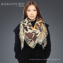 High quality 100% pure cashmere printed square scarf